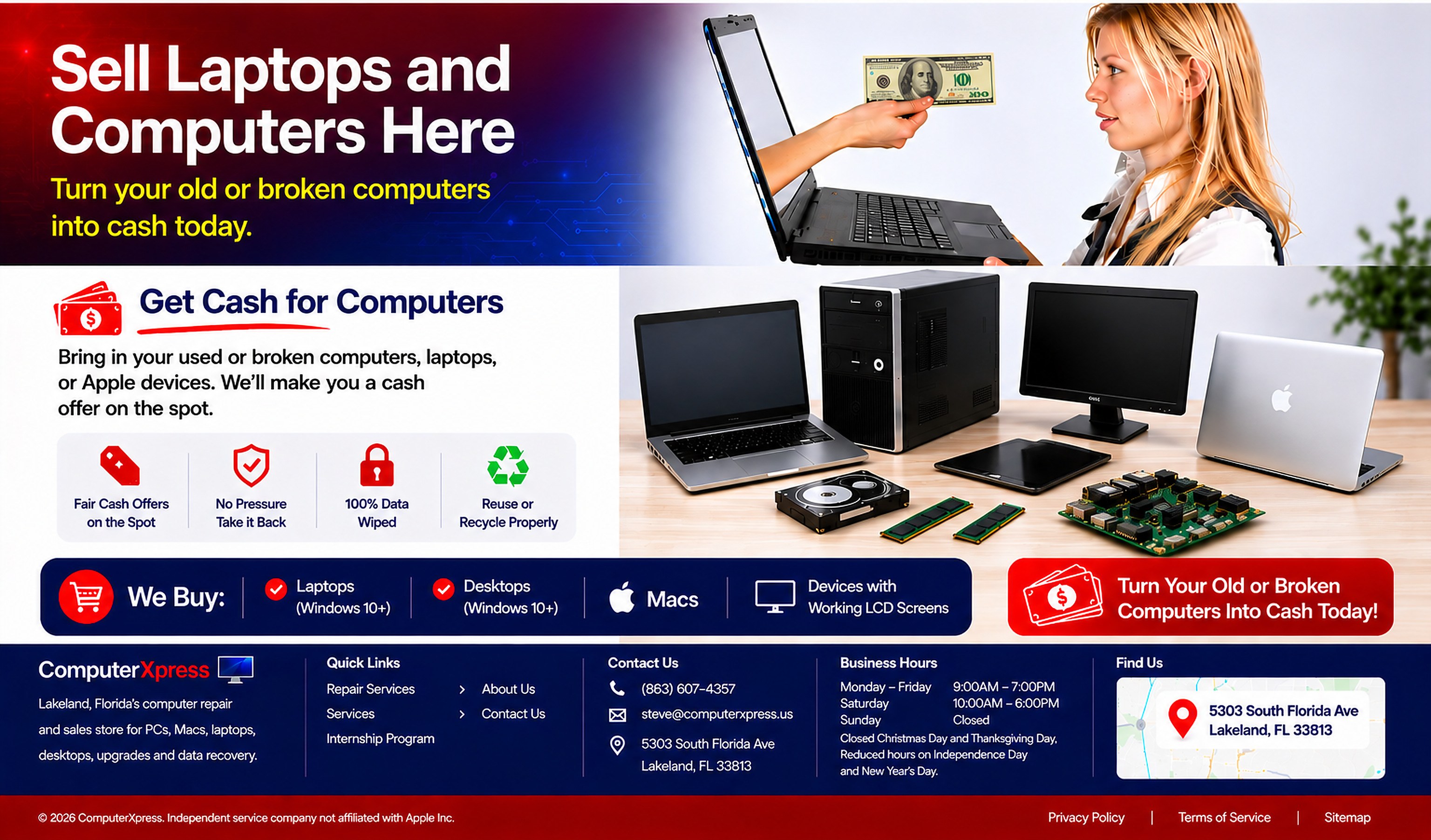 Sell Your PC in Lakeland page for ComputerXpress in Lakeland Florida.